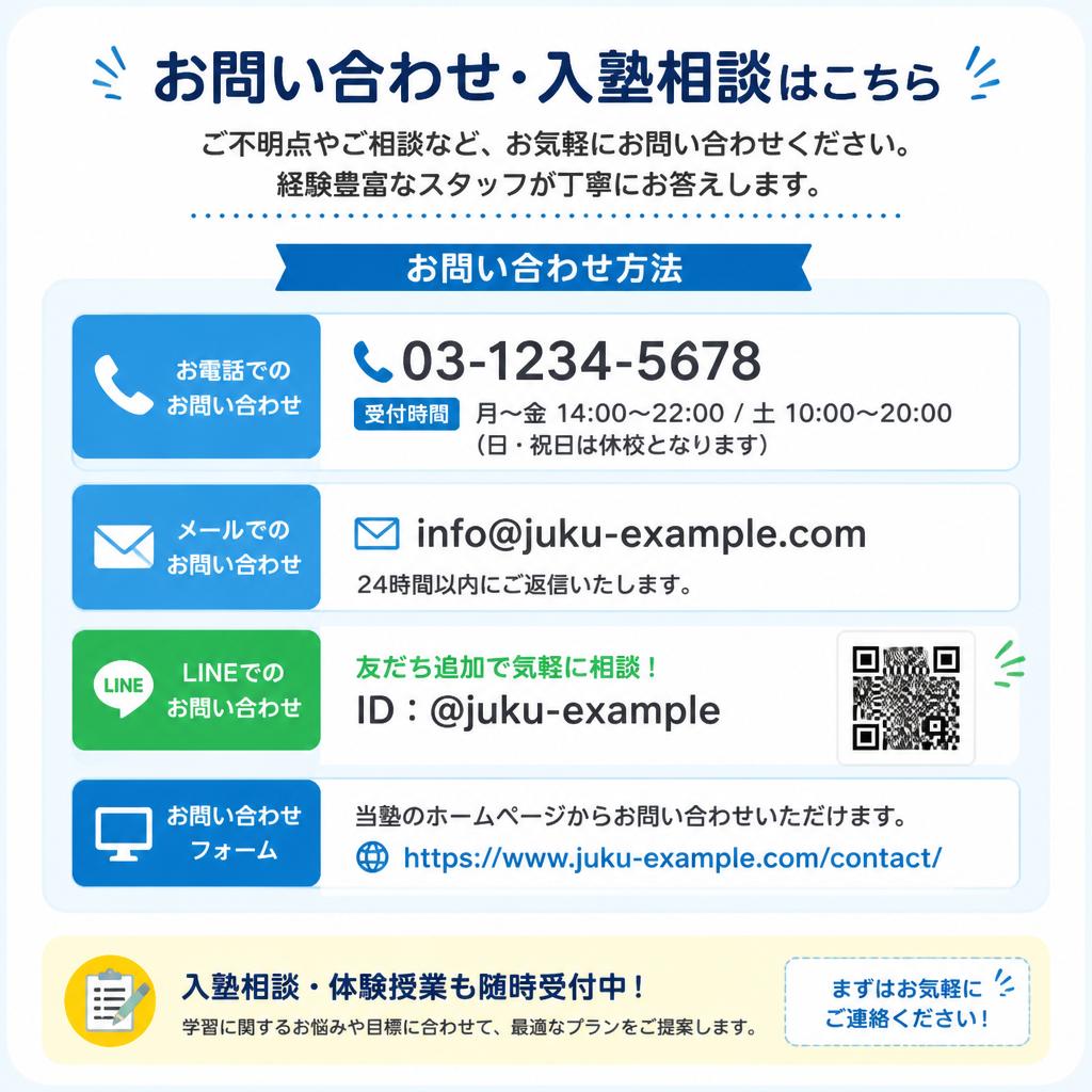 7. お問い合わせ・入塾のご案内