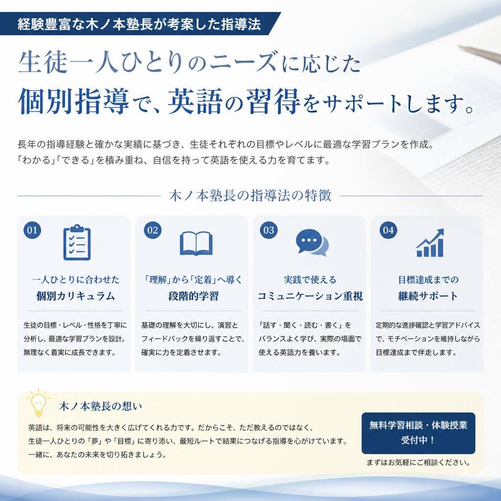 木ノ本塾長の指導法