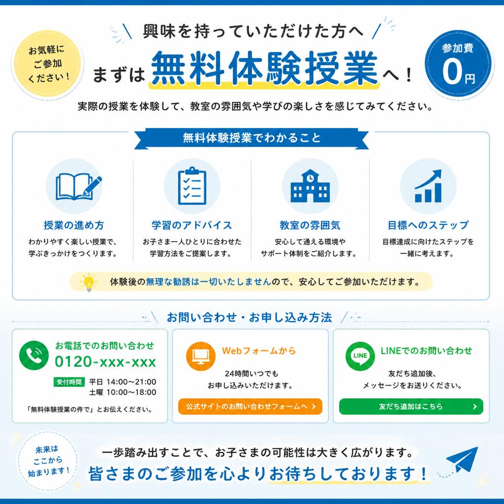 7. まずは無料体験授業を受けてみよう！