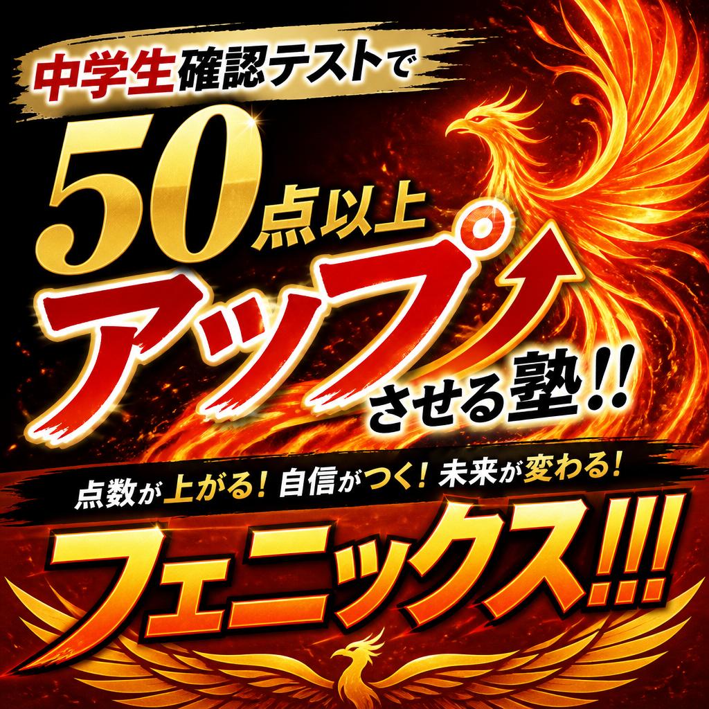 中学生確認テストで５０点以上アップさせる塾！！フェニックス！！！