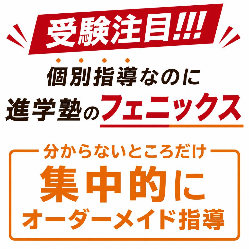 受験注目！！！個別指導なのに進学塾のフェニックスが分からないところだけ集中的にオーダーメイド指導