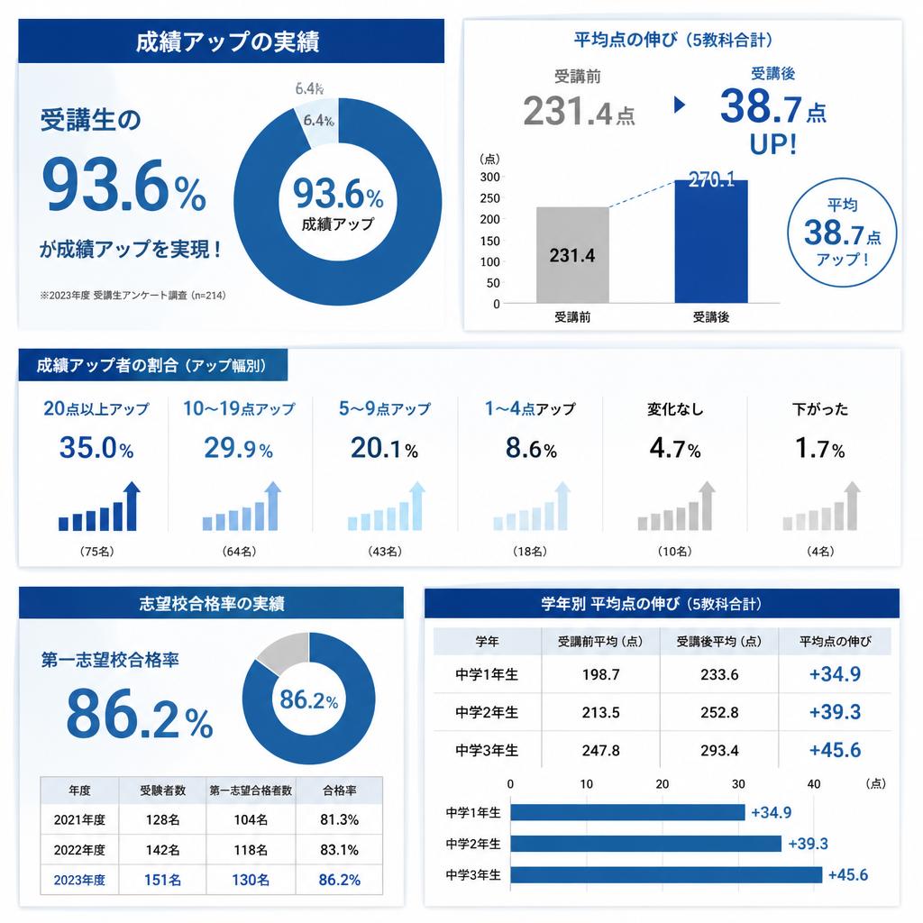 2. 成績アップの実績